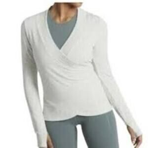 Athleta Light Gray Poise Wrap Coaster Dance Wrap Sweatshirt Ballet Size XS Yoga